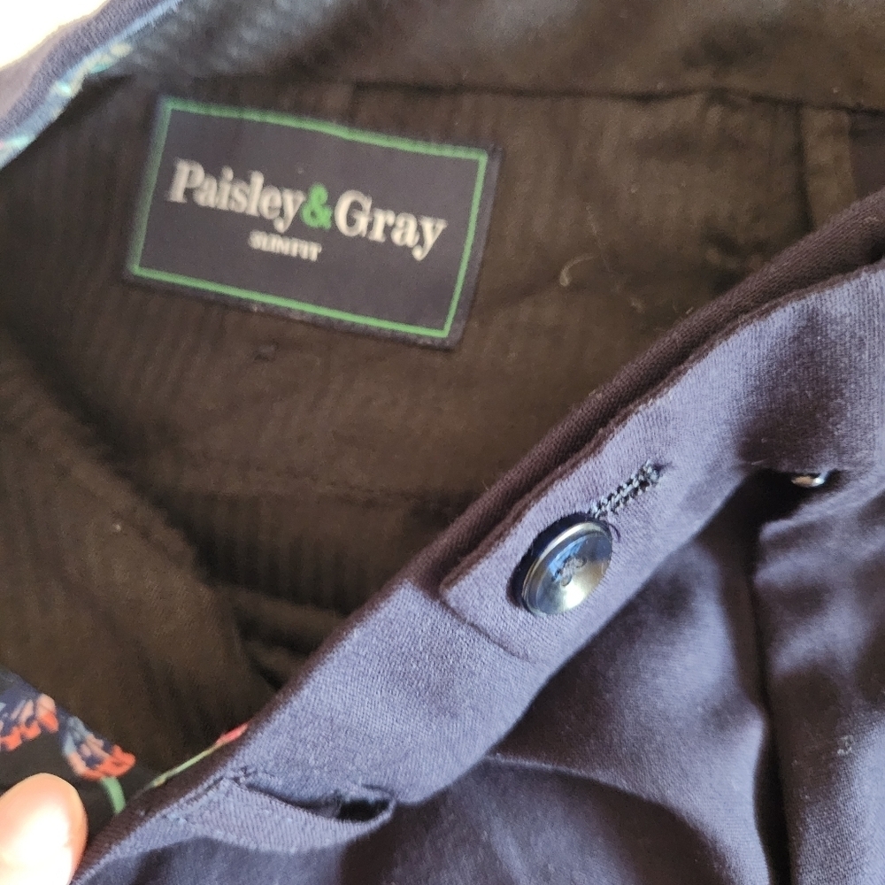 Paisley And Gray 32X32 Slim Dress Pant Navy Blue Trouser - Picture 8 of 9